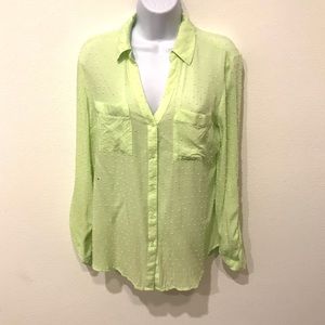 Candie’s Button Down Lime Green Blouse Size Medium